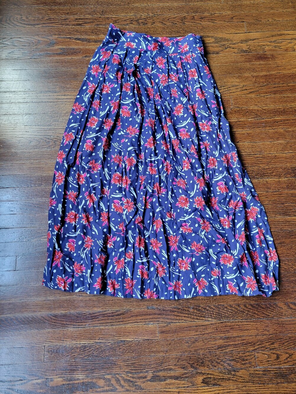Worthington Vintage Rayon Multi-color Floral Maxi Skirt Size 8 Church Business